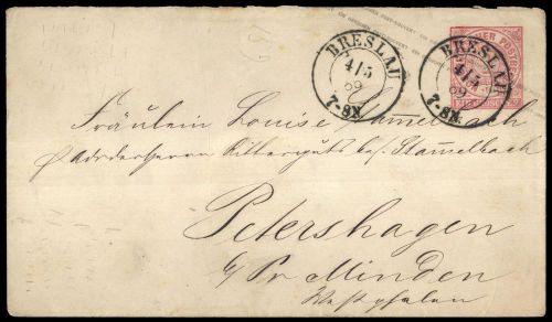 1868, Altdeutschland Norddeutscher Postbezirk, U 1 a, Brief