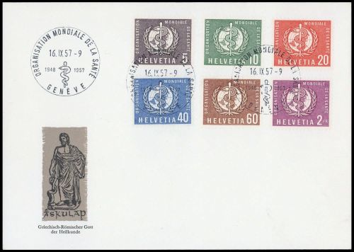 1957, Schweiz Weltgesundheitsorganisation OMS, 26-31, FDC