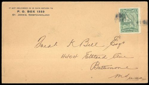 1928, Neufundland, 129, Brief