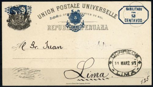 1884, Peru, P 14 III, Brief