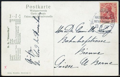 1907, Deutsche Schiffspost allgemein, 86 I, Brief
