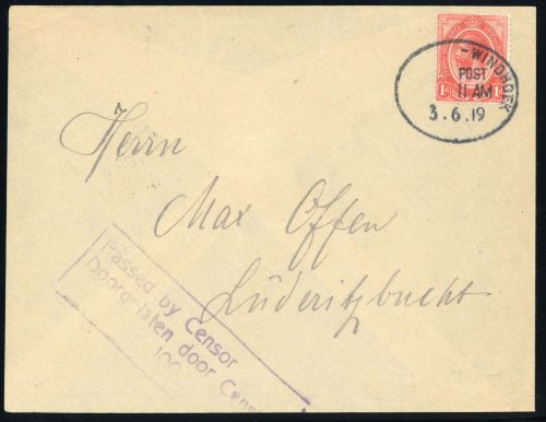 1919, Deutsche Kolonien Südwestafrika, Brief