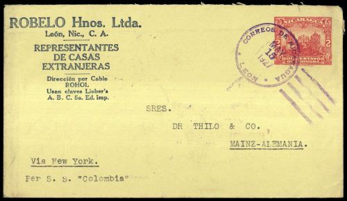 1921, Nicaragua, U 82 u.a., Brief