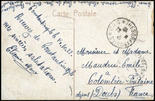 1922, Französische Post in der Levante, Brief