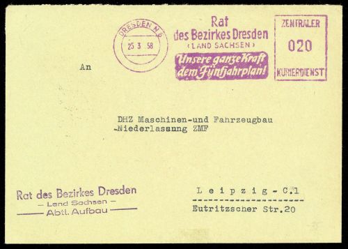 DDR Verwaltungspost C Laufkontrollzettel ZKD, ZKD , Brief