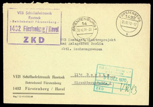 1970, DDR Dienst und ZKD allgemein, Brief