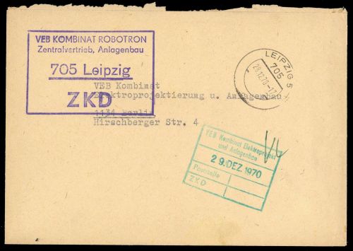 1970, DDR Dienst und ZKD allgemein, Brief