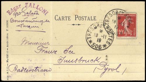 1919, Französische Post in der Levante, F 114, Brief