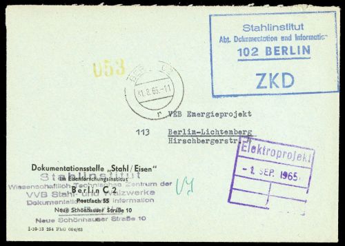 1965, DDR Dienst und ZKD allgemein, Brief