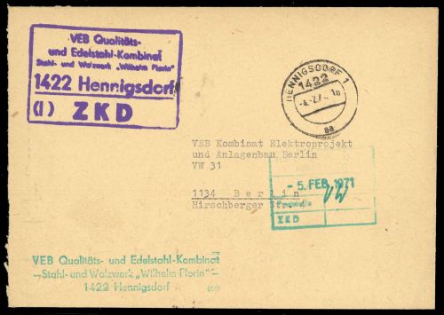 1971, DDR Dienst und ZKD allgemein, Brief