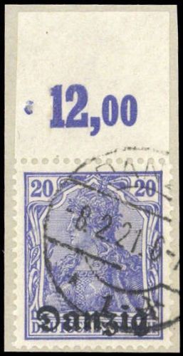 1920, Danzig, 4 P OR, Briefst.