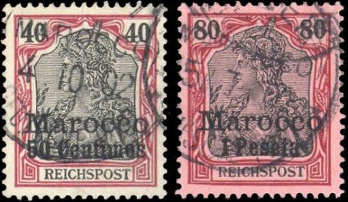 1900, Deutsche Auslandspost Marokko, 13+15, gest.