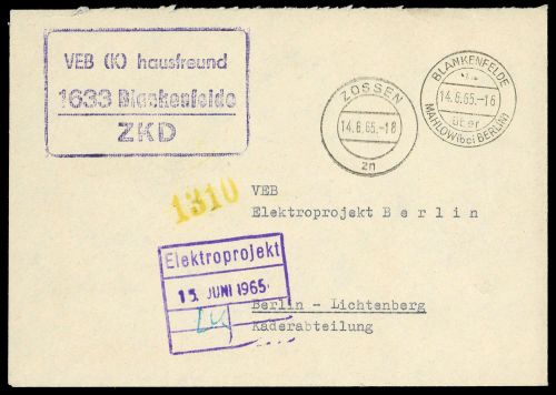 1965, DDR Dienst und ZKD allgemein, Brief