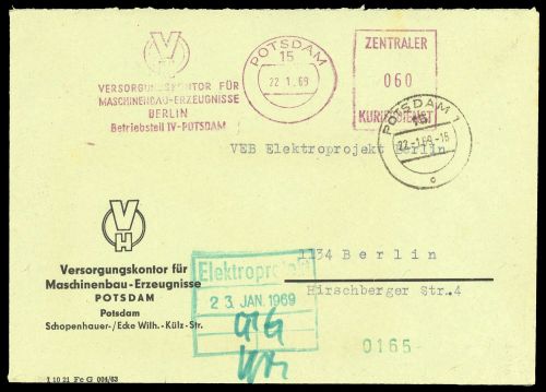 DDR Verwaltungspost C Laufkontrollzettel ZKD, ZKD , Brief