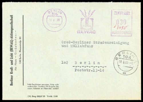 DDR Verwaltungspost C Laufkontrollzettel ZKD, ZKD , Brief