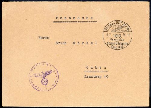 1938, Zeppelin,Zeppelin Sonderstempel,Sonderstempel bis 1939, Brief