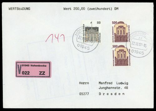 1997, Bundesrepublik Deutschland, 1679 (2), 1935, Brief