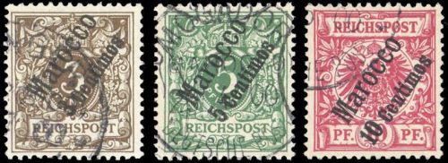 1899, Deutsche Auslandspost Marokko, 1-3, gest.