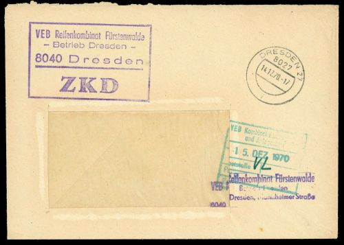 1970, DDR Dienst und ZKD allgemein, Brief