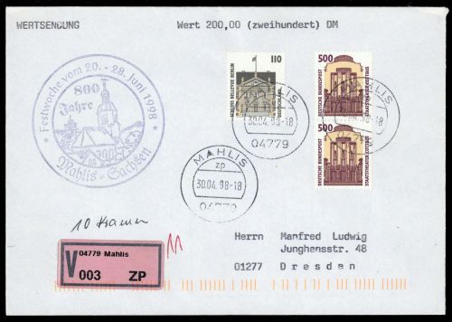 1998, Bundesrepublik Deutschland, 1679 (2), 1935, Brief