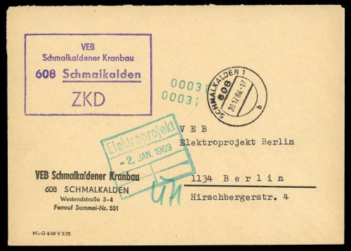 1968, DDR Dienst und ZKD allgemein, Brief