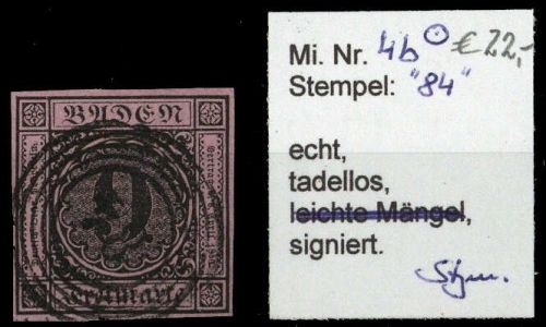 1851, Altdeutschland Baden, 4 b, gest.