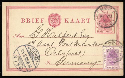 1898, Oranjefreistaat, P 20 u.a., Brief