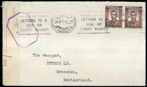 1937, Süd Rhodesien, 44 (2), Brief