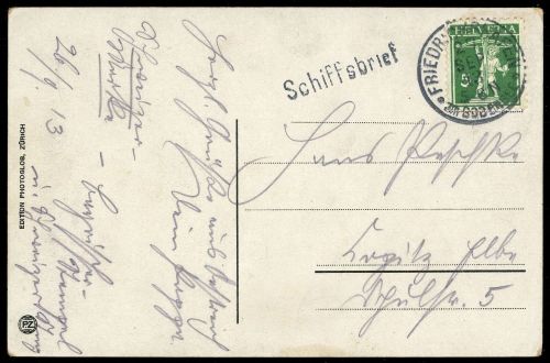 Schiffahrt,Schiffspost,Bodensee Schiffspost, CH 113 III, Brief