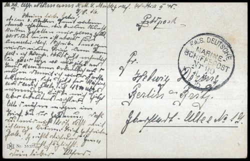 1916, Deutsche Marine Schiffspost, MSP 90, Brief