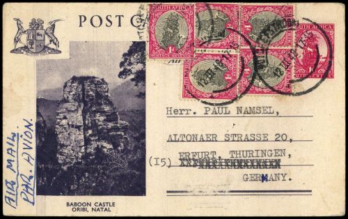 1947, Südafrika, P 26 a u.a., Brief
