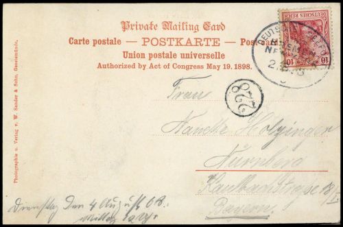 1908, Deutsche Schiffspost allgemein, 86 I, Brief