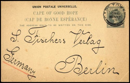 1897, Kap der Guten Hoffnung, P 12 II, Brief