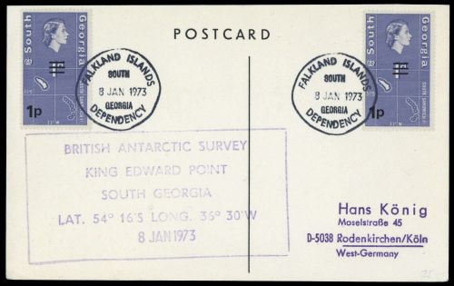 1971, Falkland Abhängige Gebiete F Süd Georgien, 26 (2), Brief