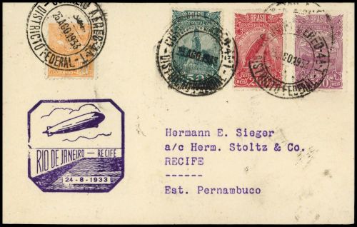 1933, Zeppelin,Zeppelinpost LZ 127,Suedamerikafahrten 1933, Si ...