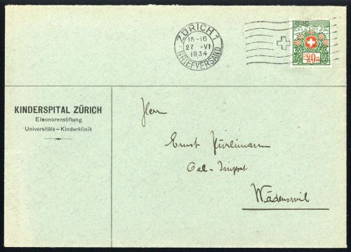 1927, Schweiz, PF 13 Ix, Brief