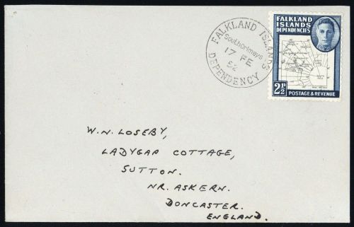 1949, Falkland Abhänige Gebiete E Allg. Ausgaben, 4 II, Brief