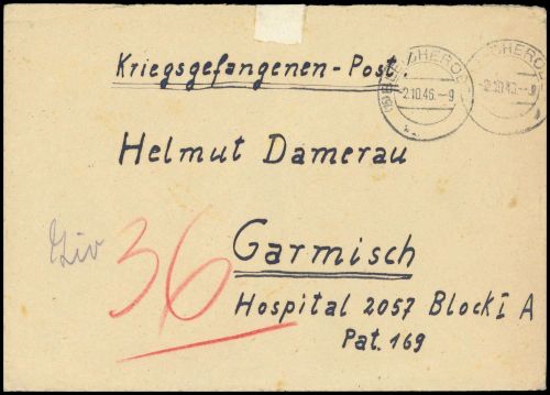 1946, SBZ Thüringen, Brief