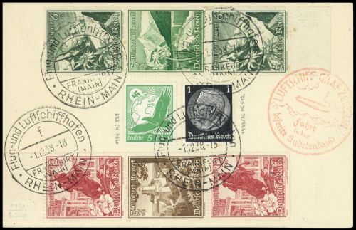 1938, Zeppelin,Zeppelinpost LZ 130,Sudetenlandfahrten, Si 456, ...