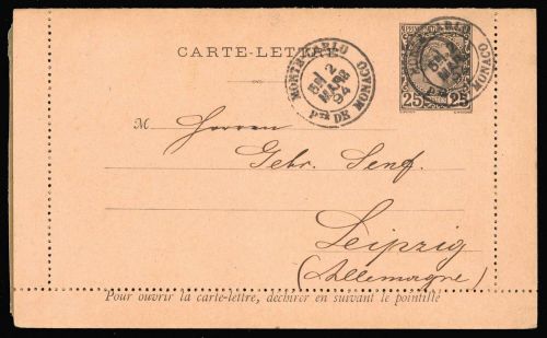 1894, Monaco, K 3, Brief