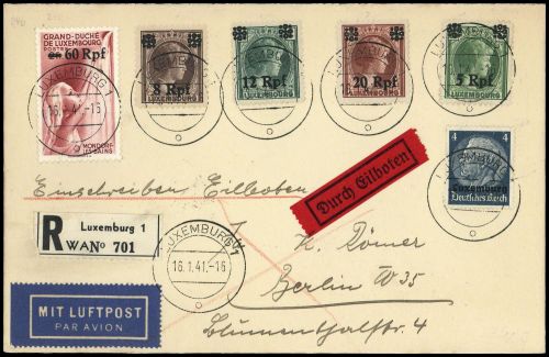 1940, Deutsche Besetzung II. WK Luxemburg, 2 u.a., Brief
