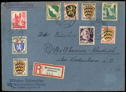 1945, Französische Zone Allgemeine Ausgabe, 1 u.a., Brief