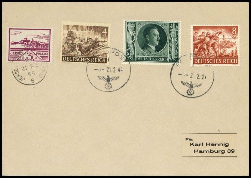 1944, Deutsche Besetzung II. WK Jersey, 8 u.a., Brief