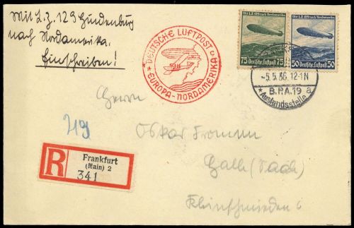 1936, Zeppelin,Zeppelinpost LZ129,Nordamerikafahrten, Si 406 C, ...