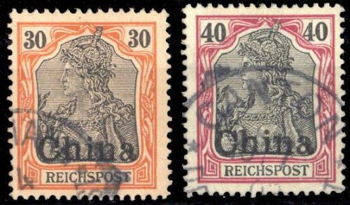 1901, Deutsche Auslandspost China, 20+21, gest.