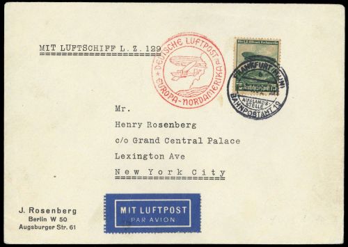 1936, Zeppelin,Zeppelinpost LZ129,Nordamerikafahrten, Si 406 D, ...
