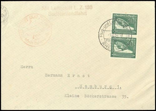 1938, Zeppelin,Zeppelinpost LZ 130,Sudetenlandfahrten, Si 456, ...