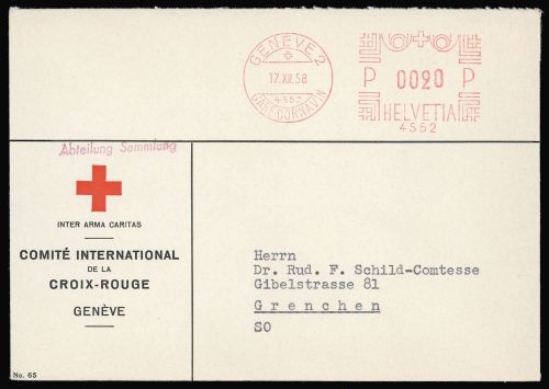 1958, Schweiz, Brief