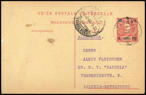 1909, Azoren, Brief