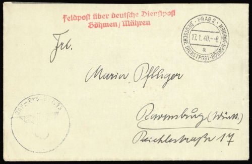 1940, Böhmen und Mähren, Brief